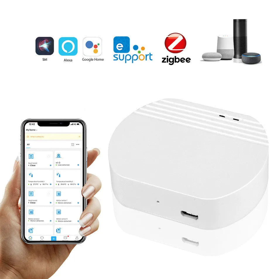 White Zigbee smart home wireless gateway compatible with SONOFF and EWelink, mini size, Micro USB powered