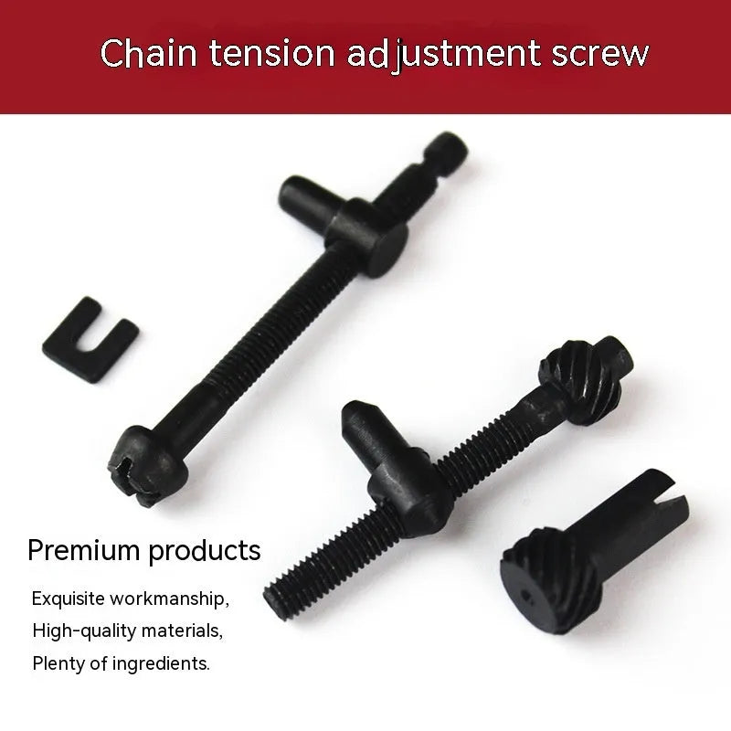Chainsaw chain tension adjustment accessory kit with nylon thread spools and gear components