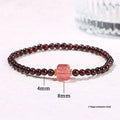 Natural garnet square bracelet with geometric design and Pixiu charm, 3A purity grade