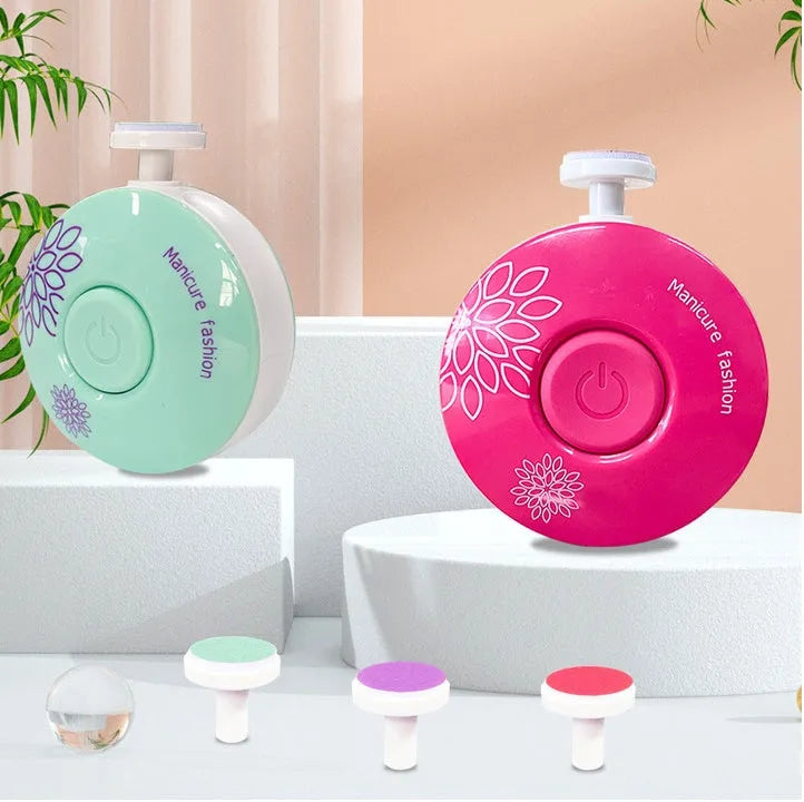 Red and green baby electric nail polisher sets with children's grinding heads for infant nail care