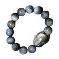 Obsidian fox carved couple bracelet showing animal zodiac design in cartoon style