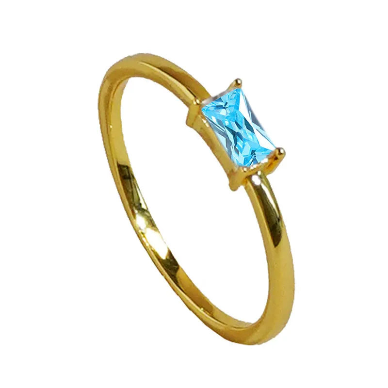 Sapphire blue zircon geometric bracelet ring with oval and love heart designs on copper base