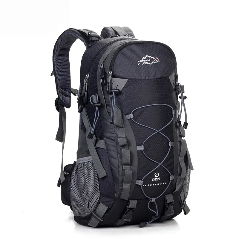Green leisure sports backpack showing 32cm width, 50cm height dimensions with polyester construction for outdoor activities