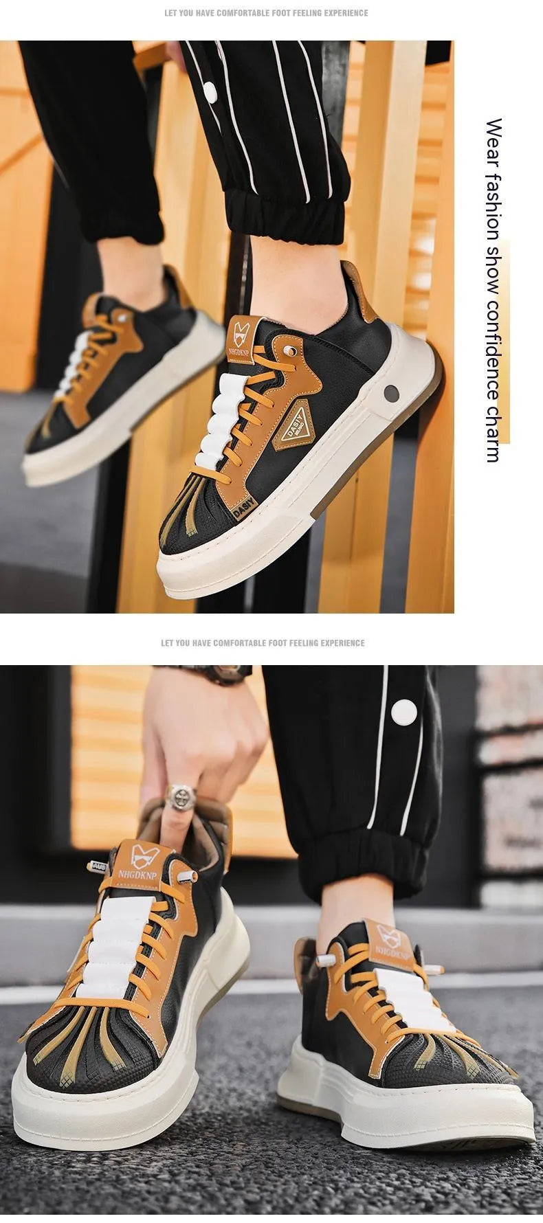 Men's beige low-top sneakers with elastic band closure and microfiber upper for casual wear.