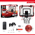 Red folding basketball frame with 400x300mm panels, 25cm frame height, and suction cup installation for indoor use