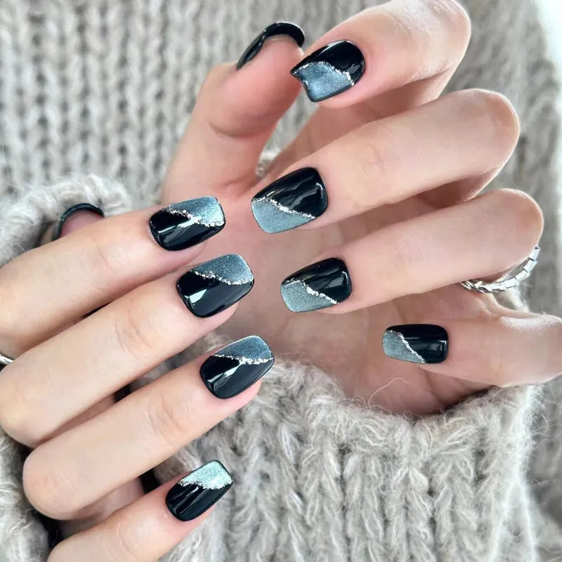 Sweet Girl Wearing Fake Nails press-on sets in random colours for easy application
