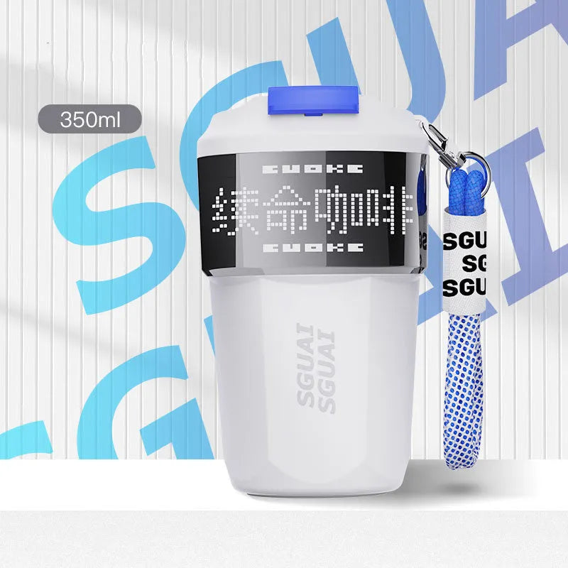 Japanese style stainless steel portable coffee cup in blue, grey, orange, purple, and white colour options