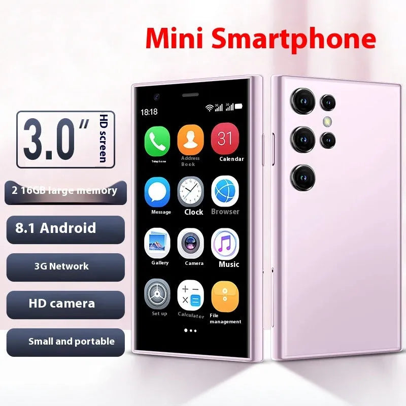 S23PRO & XS15 mini smartphone in black, green, or pink purple with 30cm screen and straight plate design