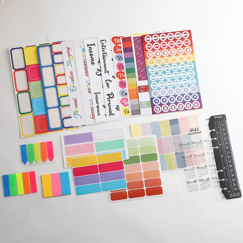 A6 adhesive organisation stickers with 16-grid layout divided into four colour sections for planning