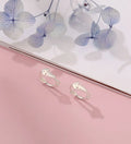 S925 silver fishbone ear studs, small electroplated silver women's earrings with fish bone ear clasp