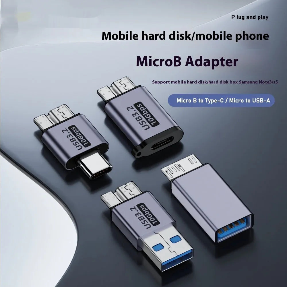 USB AM to Micro-B adapter with four interface options for connecting old hard drives and phones