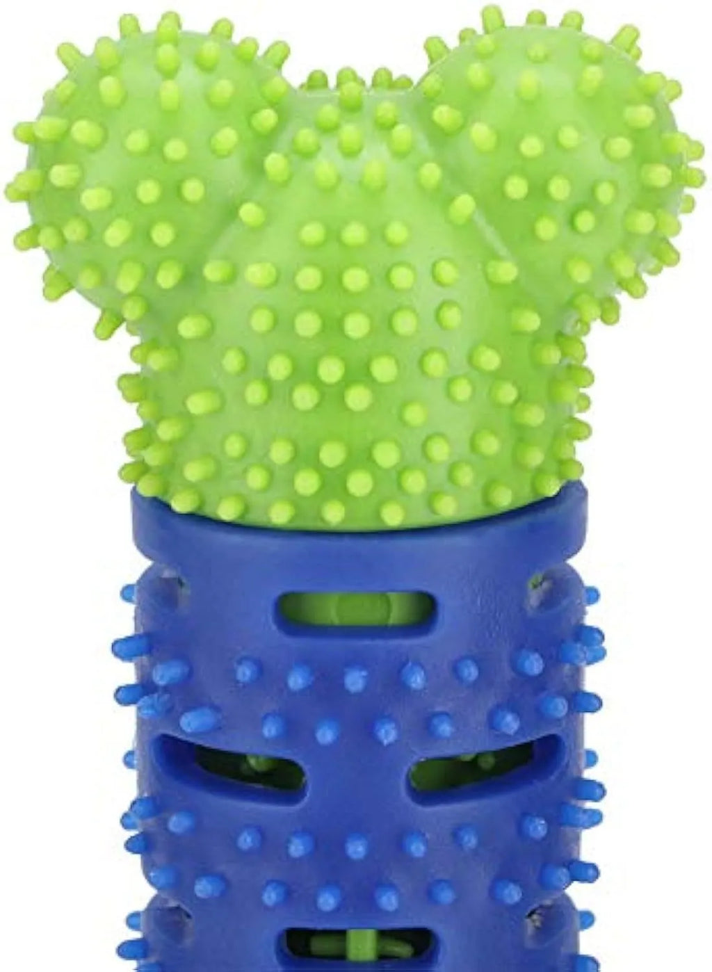 Blue Green Pet Molar Tooth Cleaner, a 25cm silicone brushing stick with serrated head and crevice for dog teeth cleaning
