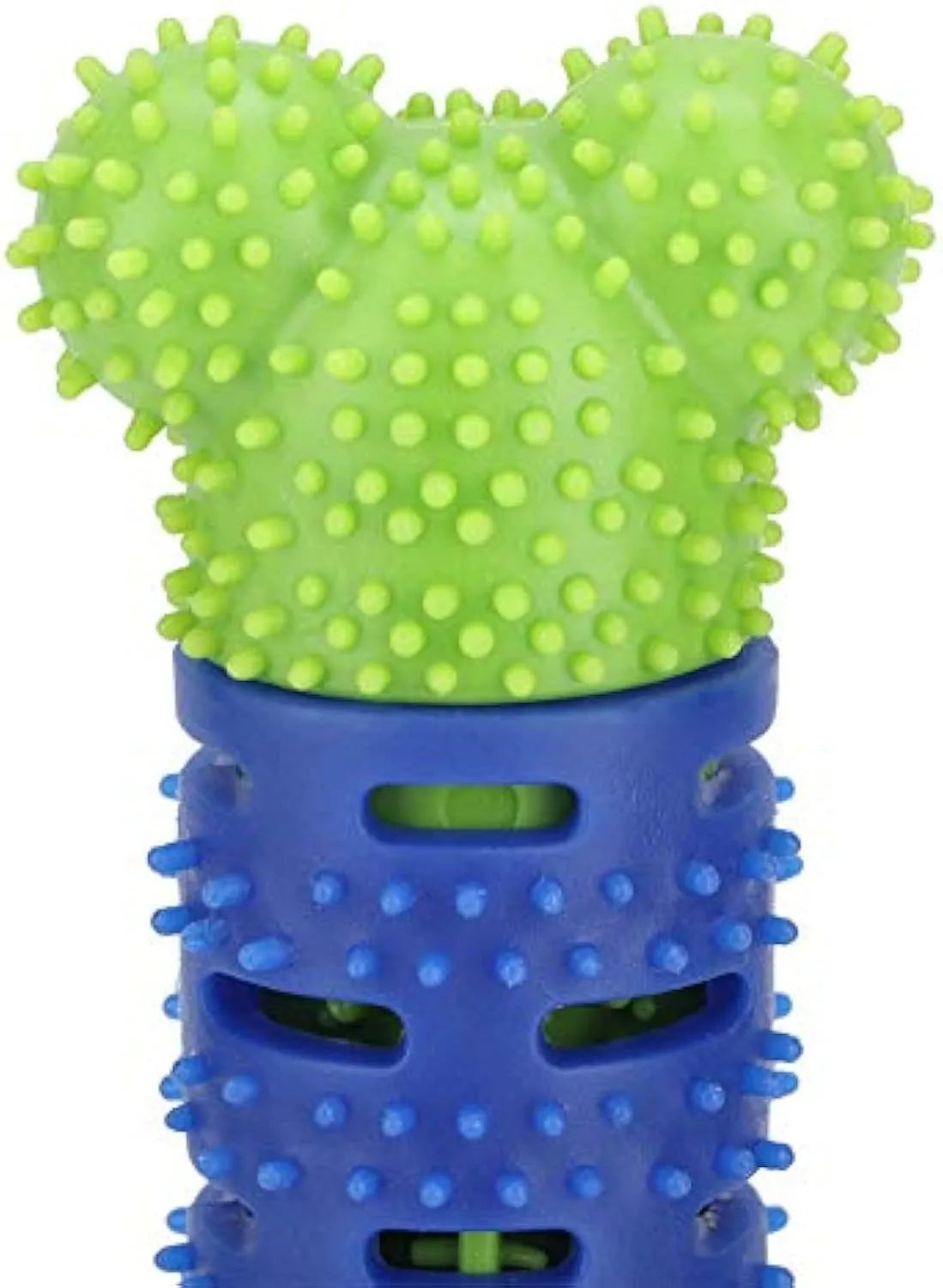 Blue Green Pet Molar Tooth Cleaner, a 25cm silicone brushing stick with serrated head and crevice for dog teeth cleaning