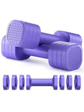 Detachable dumbbell set in pink colour with 5lb weight markings for women's fitness training