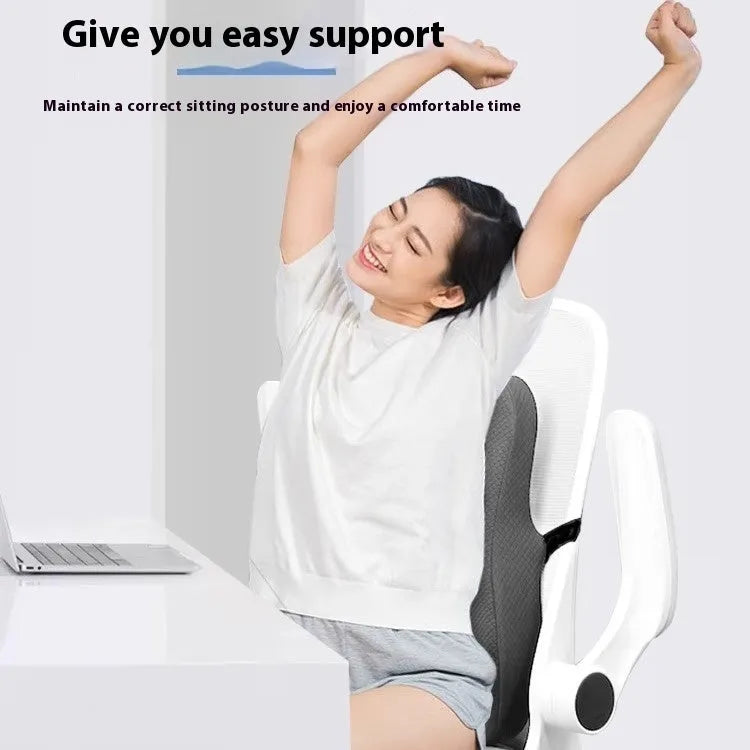 Office lumbar support cushion measuring 40x40x8cm in grey, navy blue, and pink colour options