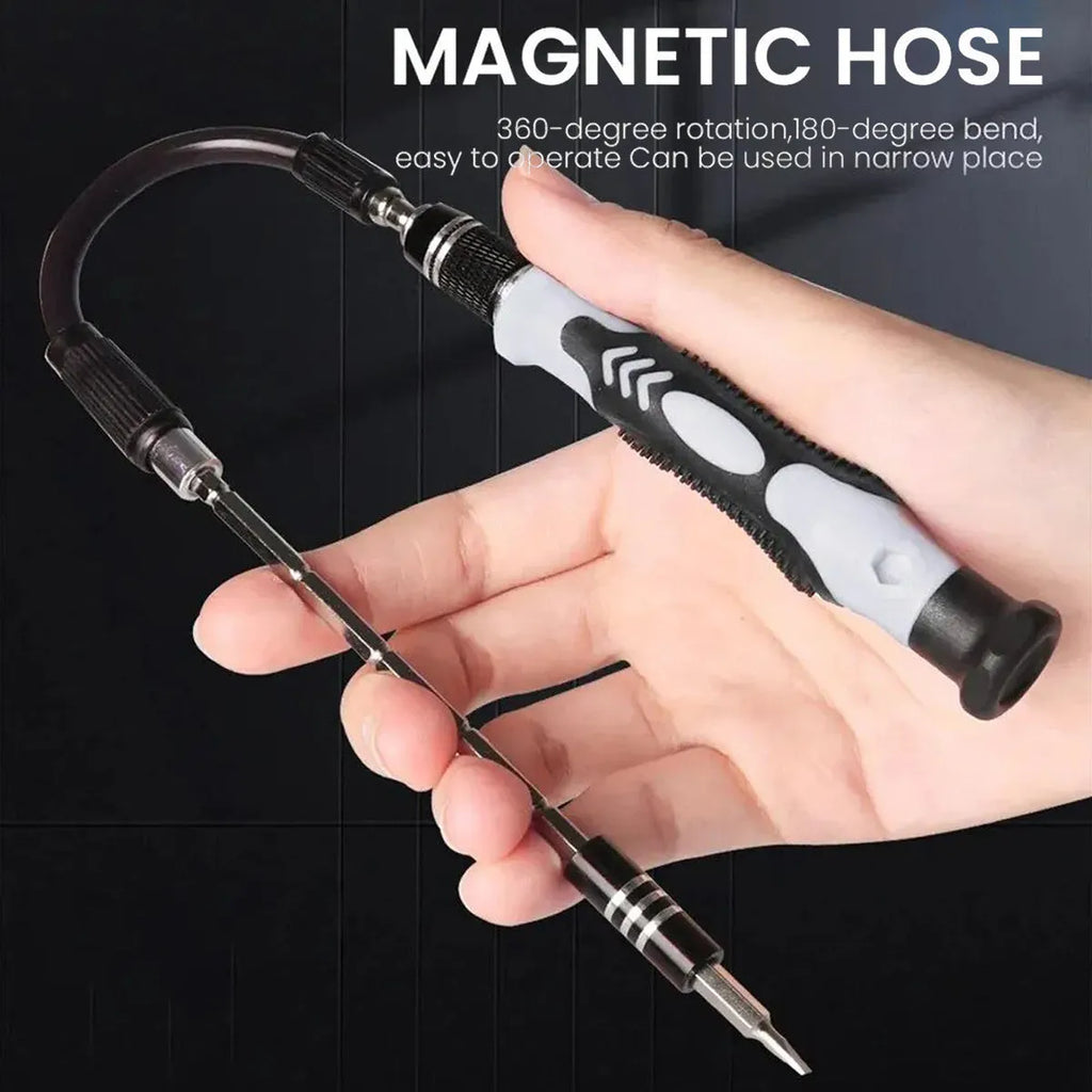 115-in-1 precision screwdriver set with 91 bits, non-slip handle and extension bar in a sturdy outer box