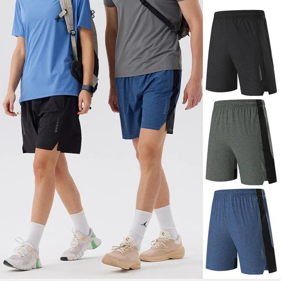 Men's forest green spandex shorts with mid-waist design and five-point construction for casual wear