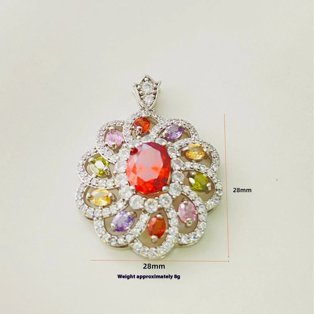 Women's zircon flower pendant necklace with electroplated finish in gold, champagne gold, or platinum colour options