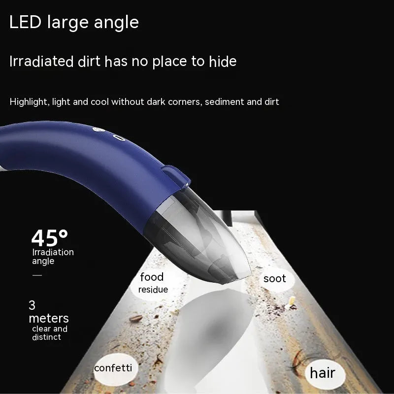 Handheld wireless car vacuum cleaner with USB charging cable and 8000PA suction for portable vehicle interior cleaning