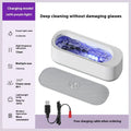 USB glasses cleaning machine with mechanical control and 300ml capacity, shown with glasses.