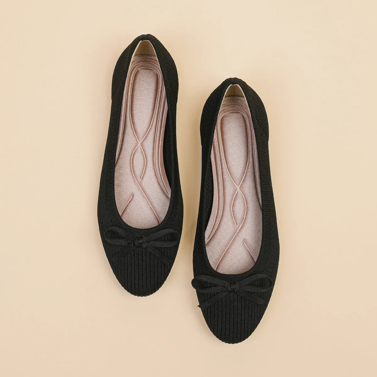 Women's bow flat pumps with round toe and oversleeve design in butterfly colour options