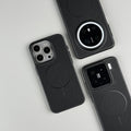 Thin frosted magnetic phone case for iPhone in multiple colours, showing shockproof and heat dissipating design.