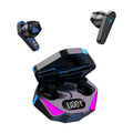 X15 wireless gaming Bluetooth headset with in-ear design, charging box, and cable showing multi-colour options