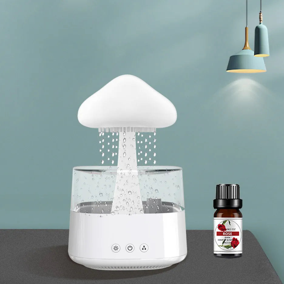 Raining cloud design desk humidifier and mushroom night light with aromatherapy diffuser