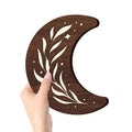 Bohemian style wooden leaf crescent pendant lamp in basswood with buckle hook for hanging