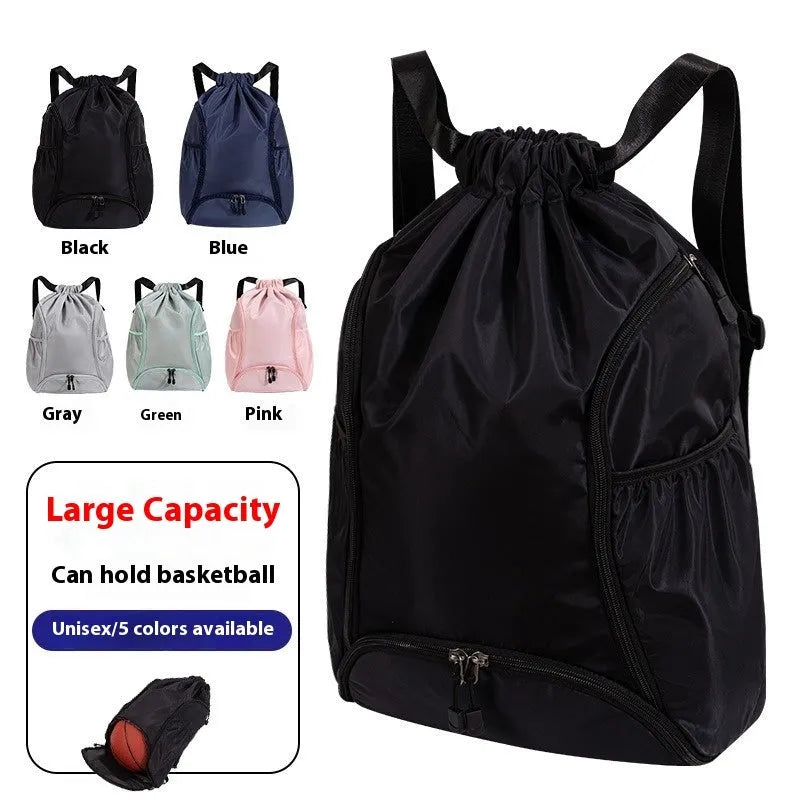 Cube style drawstring sports backpack in black, gray, green, mint green, or pink colour options