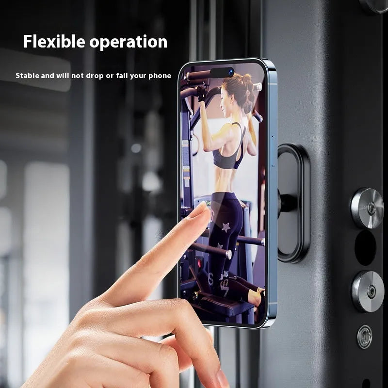 Double-sided magnetic photography bracket with plastic construction and universal smartphone clip