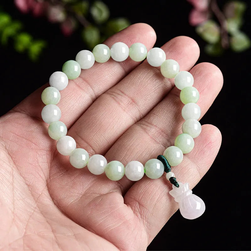 8mm jade flower bracelet with Chinese national style design for men and women