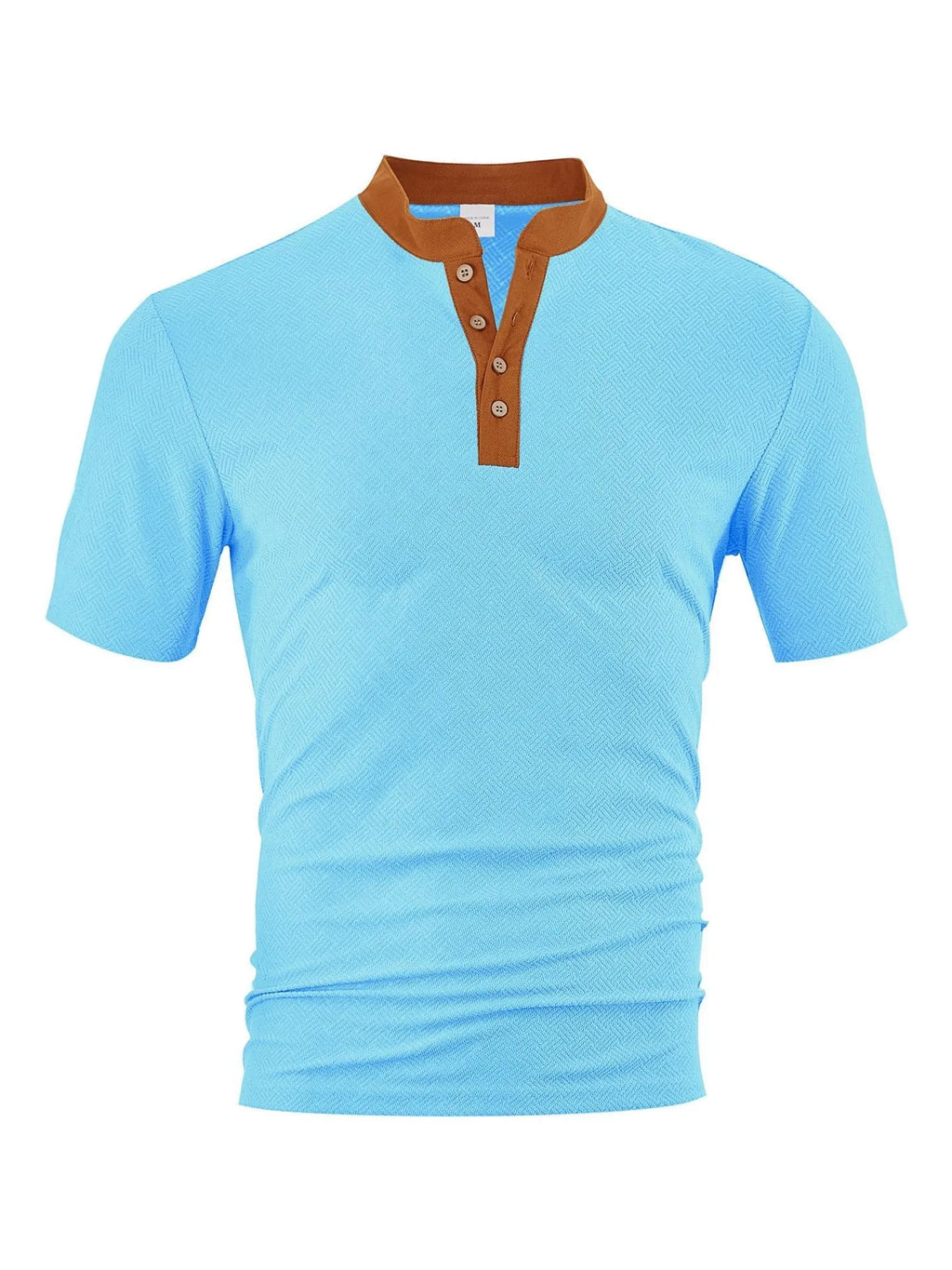Men's loose short sleeve button-up shirt in polyester, available in six colours and sizes S to XXXL