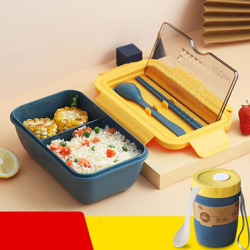 Green four-layer partitioned bento box with 20.5*12.5*7.5cm dimensions and separate food compartments