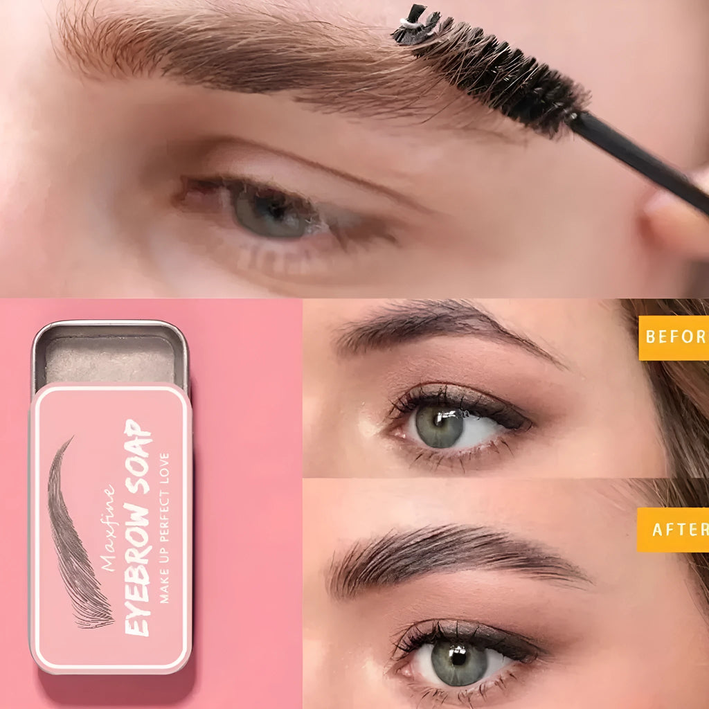 Eyebrow cream pot and brush kit for natural brow shaping and dyeing