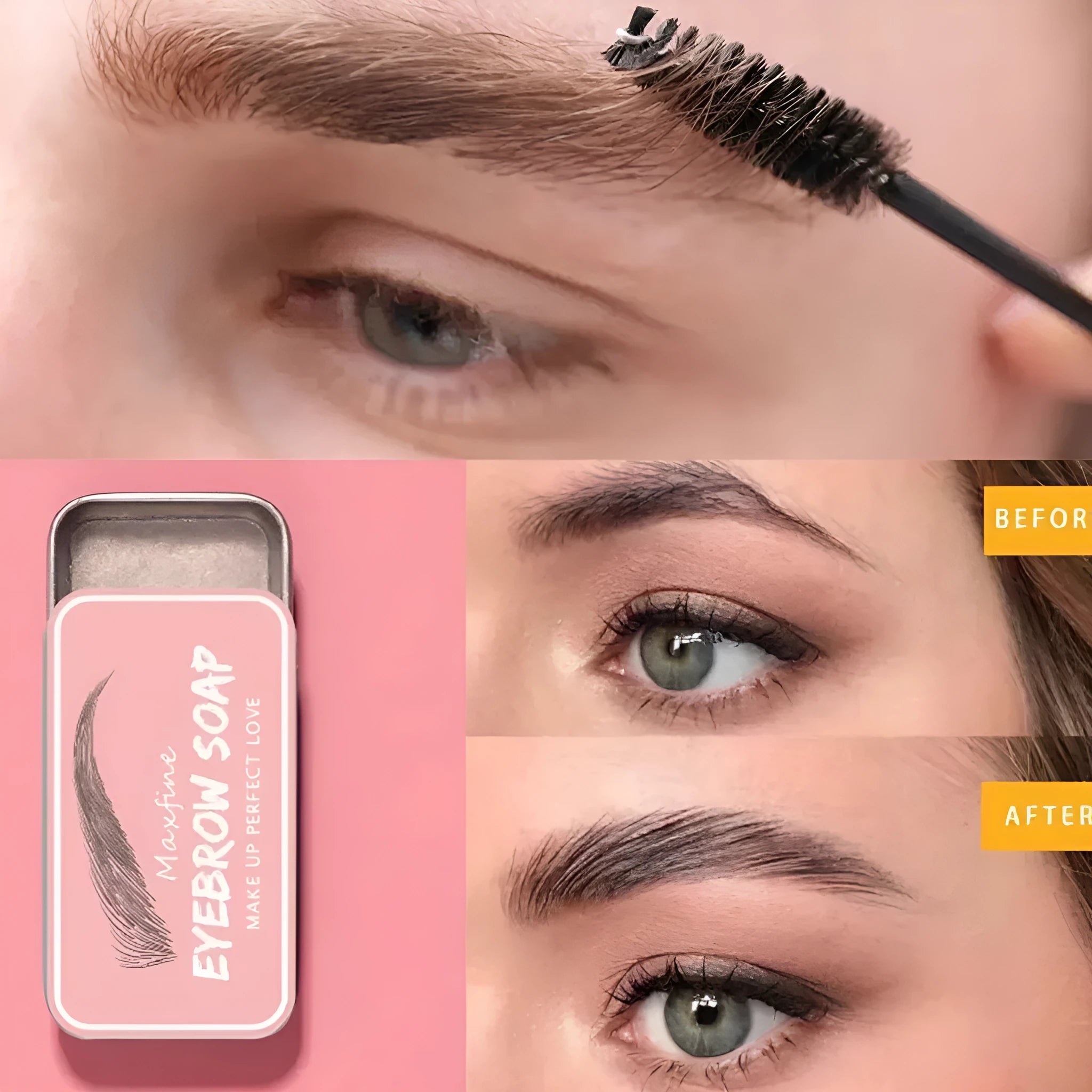 Eyebrow cream pot and brush kit for natural brow shaping and dyeing