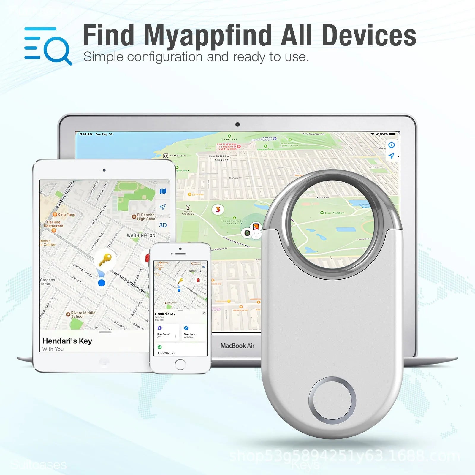 Black and white GPS anti-loss device for tracking pets and children, showing compact size and USB port