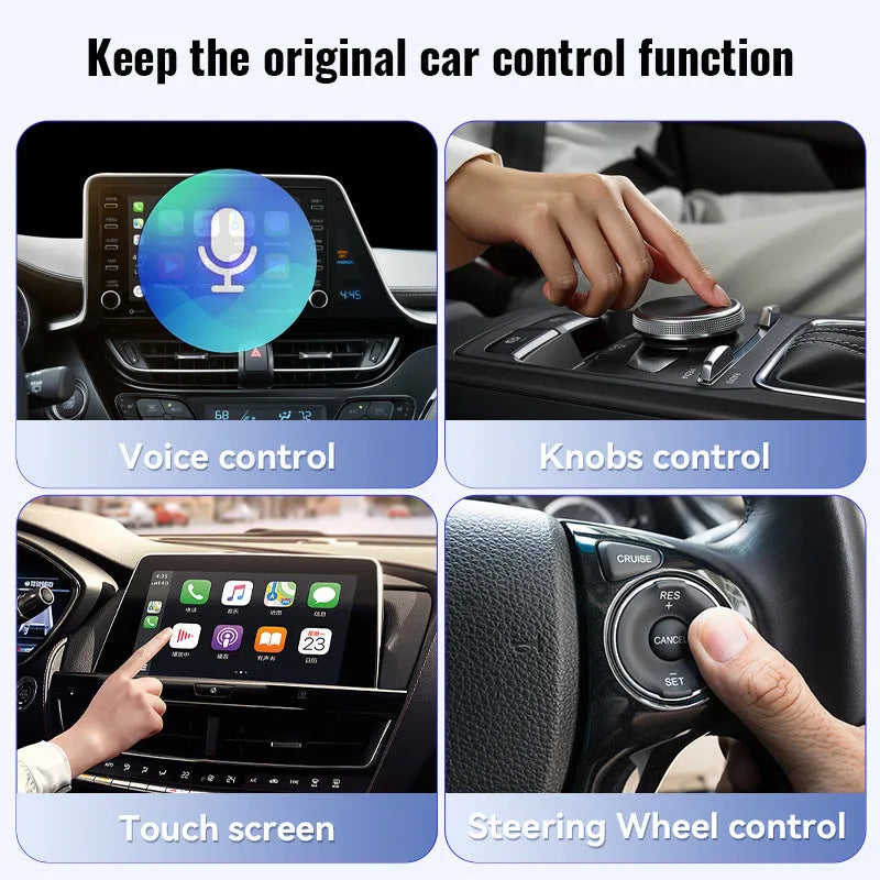 Black mini CarPlay USB interface adaptor with USB-C connector showing 26mm compact dimensions
