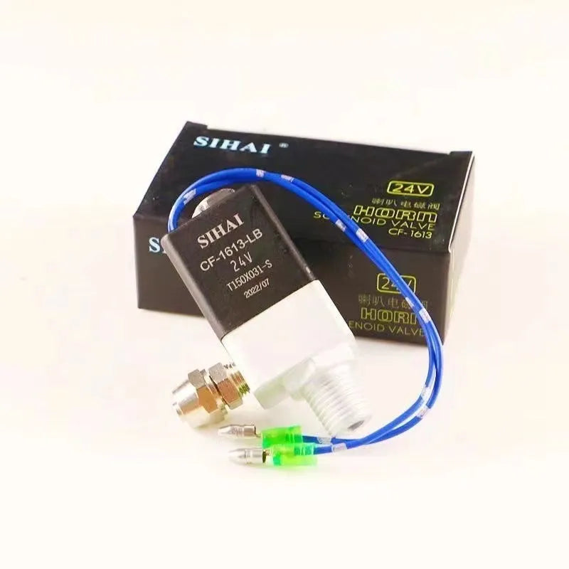 Black 12V 24V 300DB dual trumpet air horn kit with compressor for vehicle installation