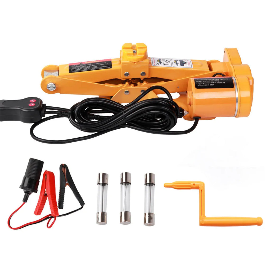 Electric hydraulic car jack with 2-ton capacity and 120-350mm height range for vehicle maintenance