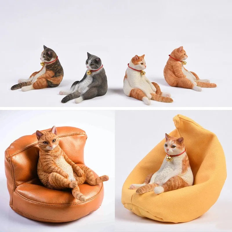 7.5cm high resin lazy cat ornament with sofa on car dashboard