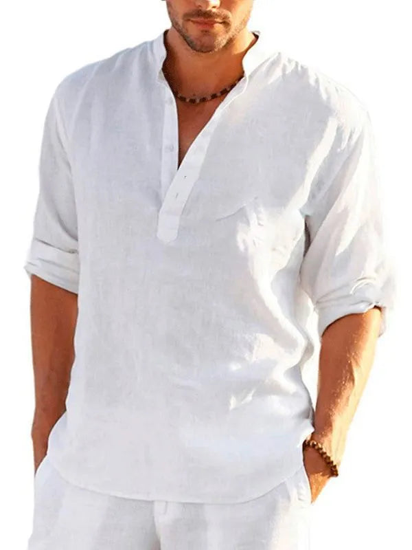 British style short sleeve shirt with 3D striped pattern in bamboo hemp fabric.