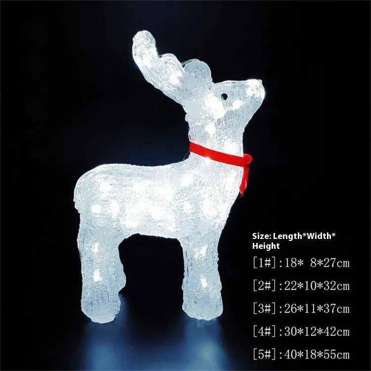 LED acrylic outdoor 3D modelling deer lamp for Christmas display in warm light