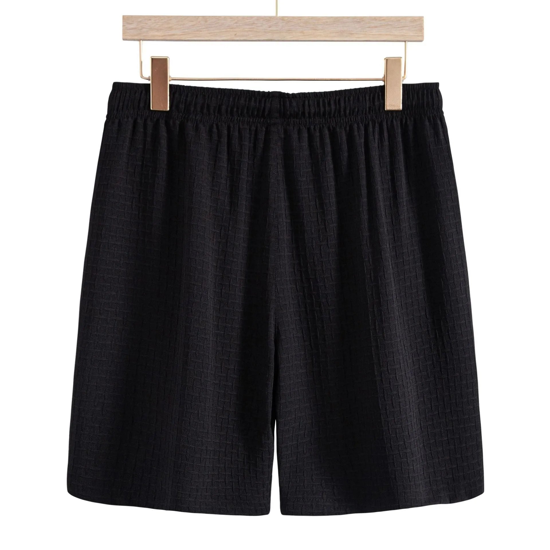 Men's cotton blend shirt and shorts set in black or white with short sleeves for summer leisure wear