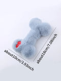 Blue plush bone dog toy with sound feature for interactive play and teeth grinding