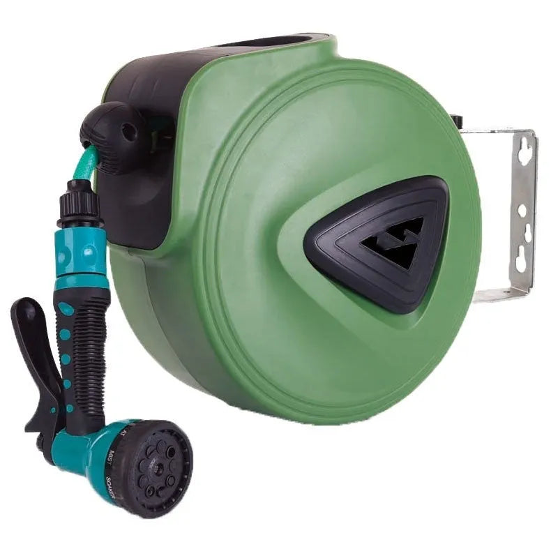 Qiya automatic retractable hose reel with 10m PVC pipe in 30.5x16.5x28.5cm compact unit
