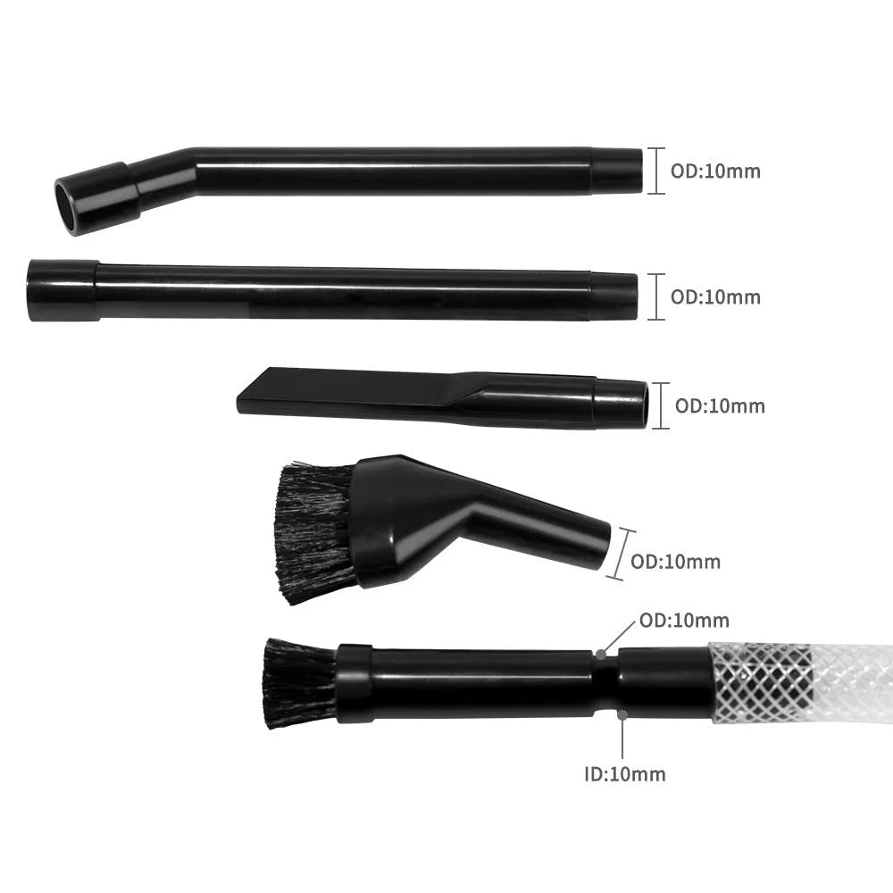 Eight-piece vacuum cleaner accessory set with specialised tools for cleaning compact spaces under 10 square metres
