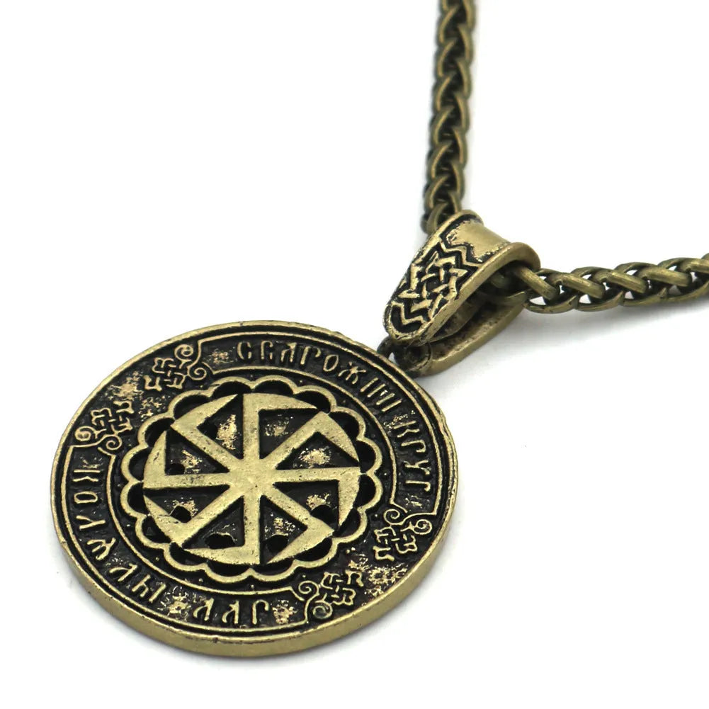 Lunavin ODing logo pendant necklace with adjustable chain in antique silver or bronze finish