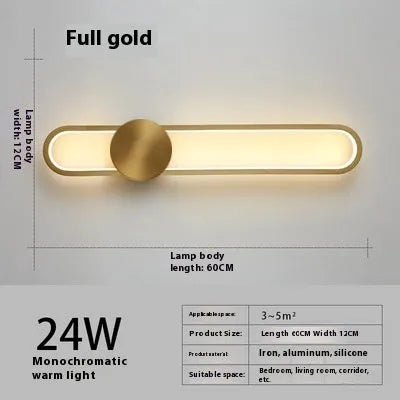 Modern minimalist wall lamp with 60cm iron shade and LED lighting in black finish
