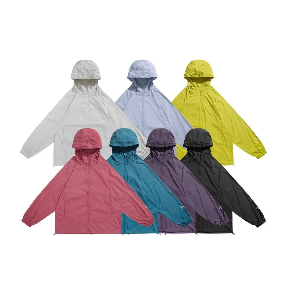 Men's thin chemical fibre blend hooded sports coat with straight hem in multiple colour options